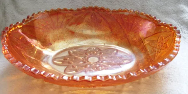 Carnival Glass Brockwitz Cathedral Large Oval Bowl 10 1/2" X 8 1/2" X  2 1/2"(32