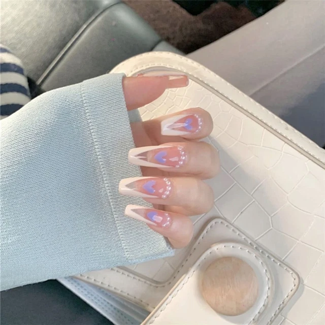 ongles Portable Pointe des ongles Faux ongles français dans un cercueil long