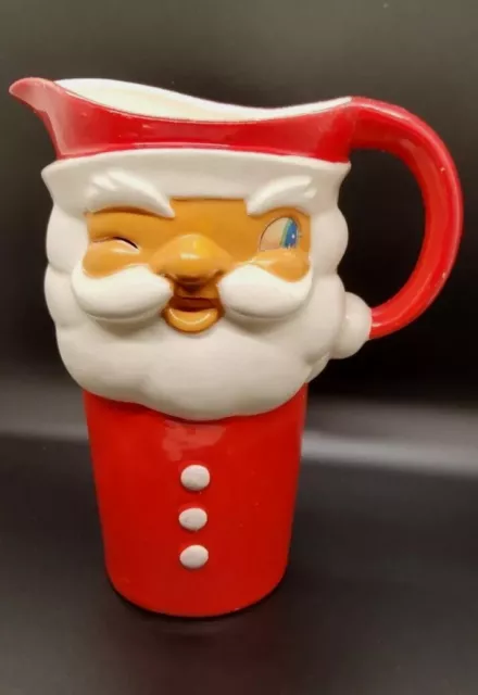 Vintage HOLT HOWARD 1960  Winking SANTA Claus PITCHER  Original