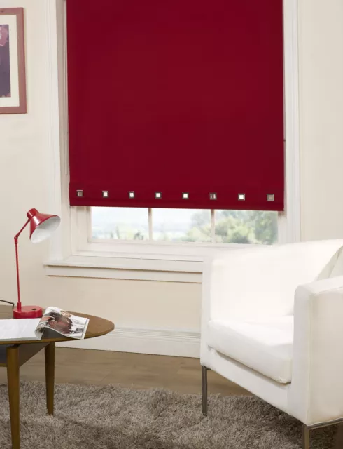 Square Chrome Eyelet Roller Blinds in 9 Colours - Machine Washable