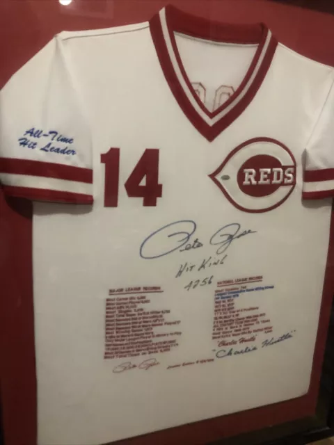 Framed Pete Rose āHit Kingā Cincinnati Reds MLB Baseball Jersey Autographed Framed Pete Rose āHit Kingā Cincinnati Reds MLB Baseball Jersey Autographed