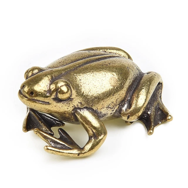Vintage Frog Ornament Brass Tabletop Decoration Display Garden Christmas