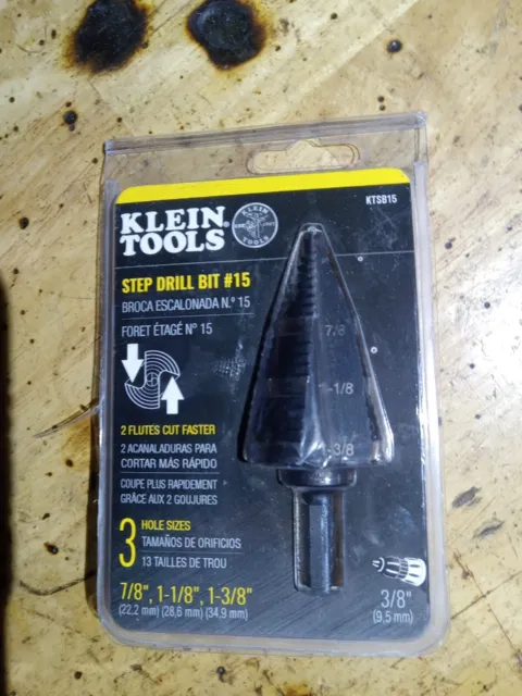 Klein Tools Step Drill Bit #15 Double Fluted 7/8" to 1-3/8" # KTSB15