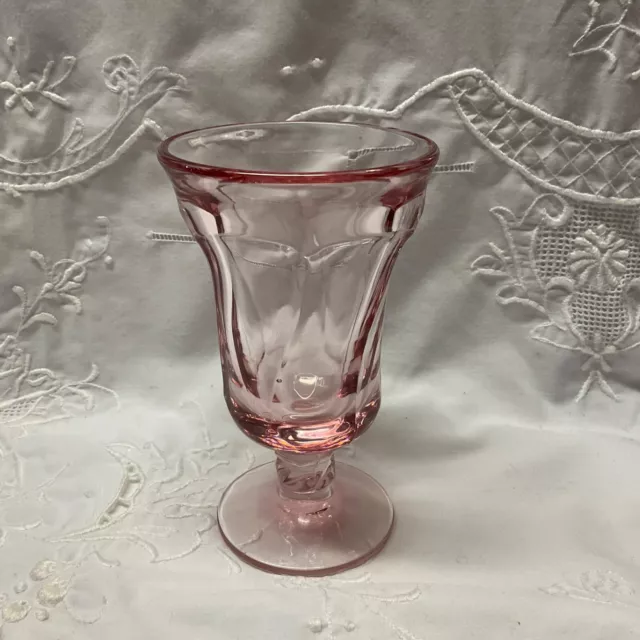 FOSTORIA JAMESTOWN FOOTED PINK SWIRL JUICE GLASS  ~ Excellent