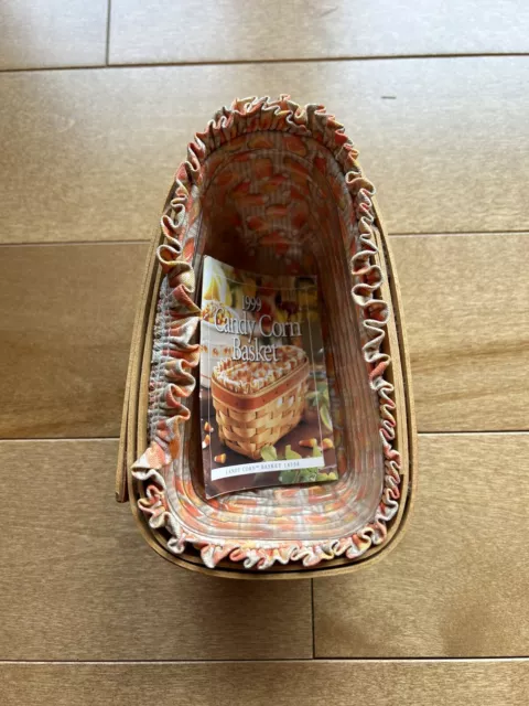 Longaberger 1999 Candy Corn Basket+Protector+Liner HALLOWEEN AUTUMN TRICKS TREAT