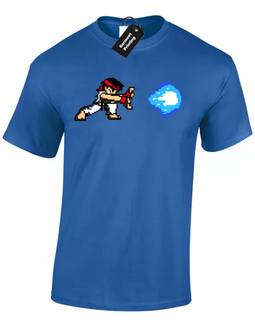 T-Shirt Da Uomo Ryu Pixel Funny Street Gamer Gaming Fighter Retrò Classic (Col)