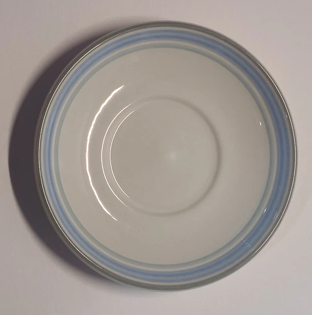 YAMAKA FASCINO STONEWARE Japan Blue Trim Vintage Saucer Plates 6
