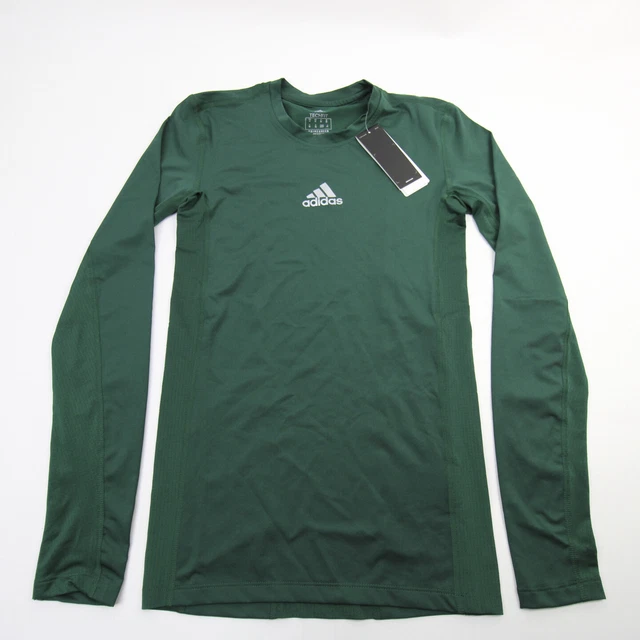 adidas Techfit Long Sleeve Shirt Men's XS S M L Green White Top New with Tags