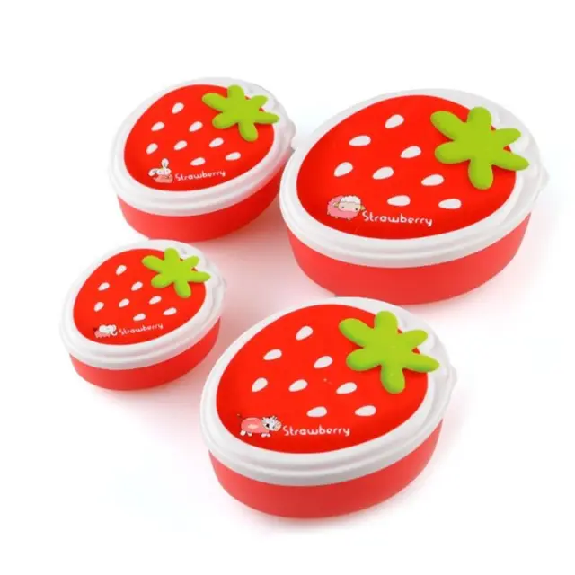 4 Pcs Cute Lunch Box Set Plastic Student Snack Fruit Food Storage Container
