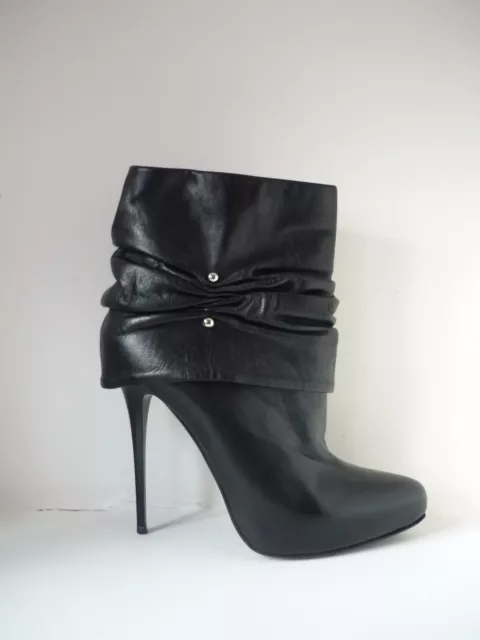 GIANMARCO LORENZI - Boots cuir noir, TBE - 37