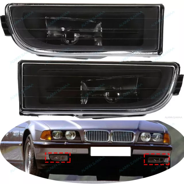 Pair Front Bumper Fog Light Lamp Fit For BMW E38 7 Series 740i 750iL 1995-2001