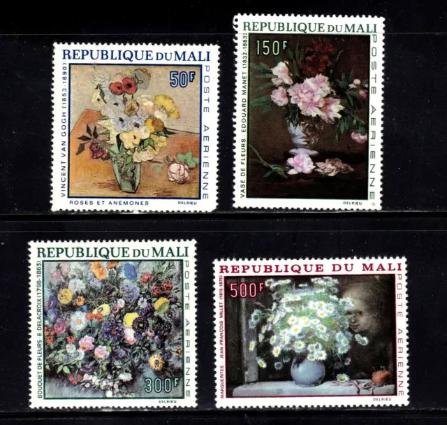 Mali stamps #C55 - C58, MHOG, VVF, complete topical set art & flowers SCV $12.25