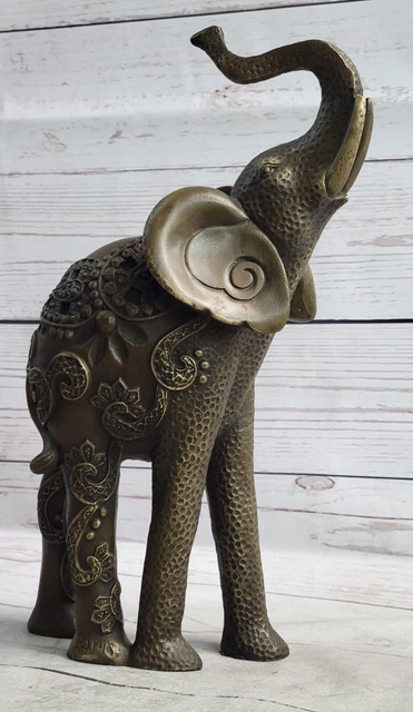 Atrevido Firmado Bronce Elefante Estatua Africano Vida Silvestre Obra Oficina
