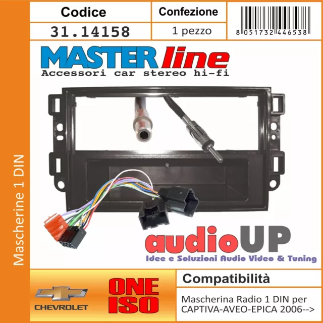 Bisel de Radio Coche 1 din + Conn. Iso Antena Chevrolet Aveo 2006>2011