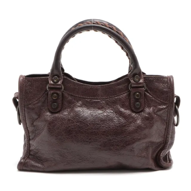 Balenciaga Classic Mini City Leather 2WAY Handbag Brown 300295 2