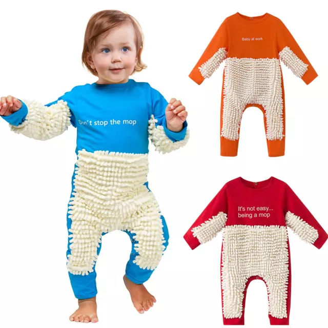 Neugeborenes Baby Mädchen Jungen Langarm Solid Mop Strampler Overall Bodysuit ST