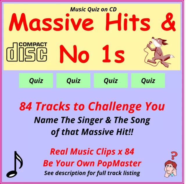 Pub or Home Pop Music Quiz – Massive Hits & No 1s – 84 Real Audio Clips CD