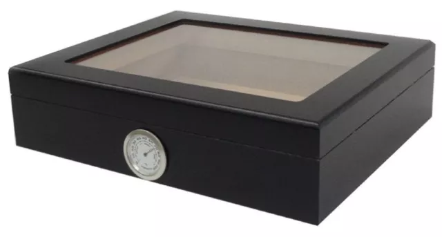 Humidor Umidificatore Per 25 Sigari - Nero - Taglia Sigari Incluso Vetro