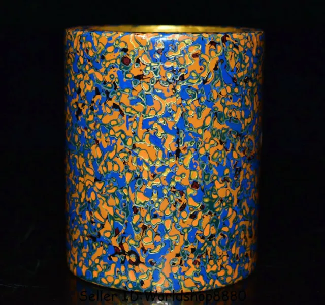 4.8"Qianlong Marked Old China Lacquerware Painting Dynasty Brush Pot Pencil Vase