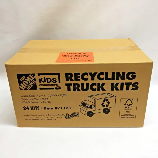 (24) Recycling Truck Craft Kits Home Depot  Kids Workshop Woodworking Carpentry