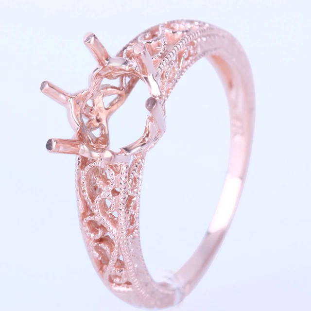 Round 7.5-8MM Solid 10K Rose GOLD Semi Mount Engagement Wedding Ring Setting