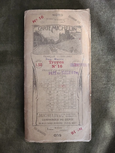Ancien Carte Routière Michelin Mobil Grandes Routes De France Sud 1958