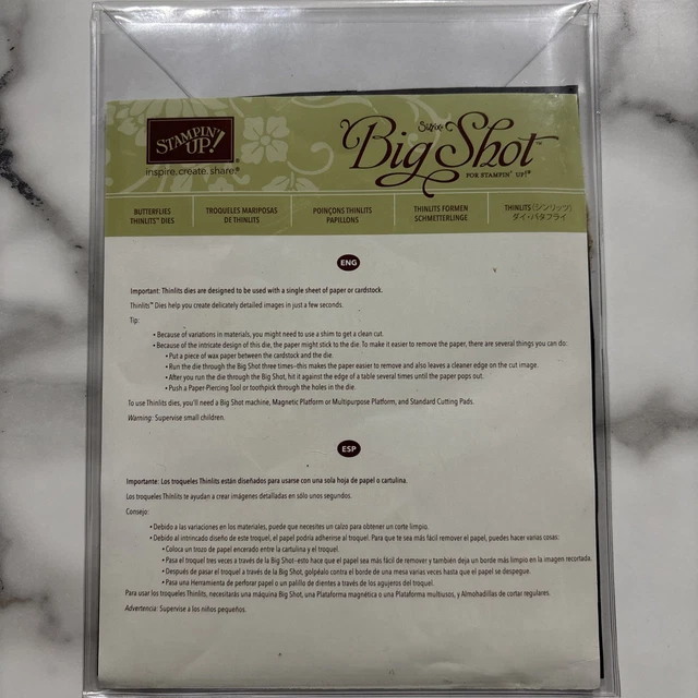 STAMPIN UP! SIZZIX Big Shot Butterflies Thinlits Dies 137360 $19.95 ...