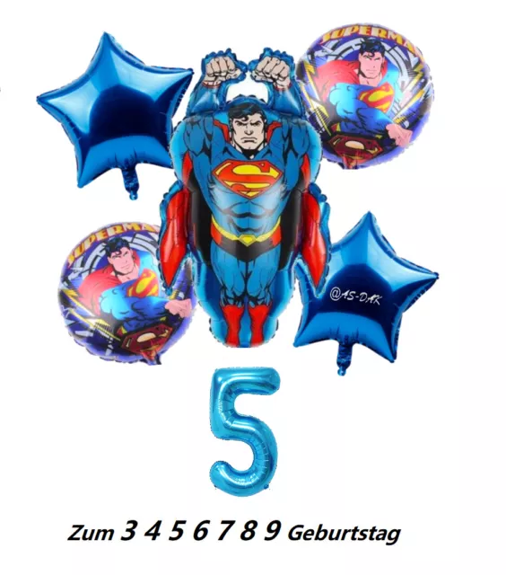 Superman Folien Helium Luft Set Ballon Zum 3-9 Jungen Kinder Geburtstag Party