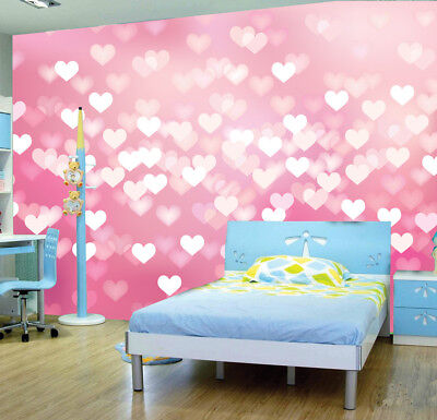 Pink Heart Girl per bambini principessa Foto Carta Da Parati Murale Parete Decorazione Casa Camera da Letto
