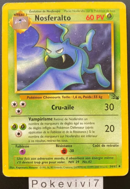 Carte Pokemon NOSFERALTO 34/62 Unco FOSSILE EDITION 2 Wizards FR OCCASION