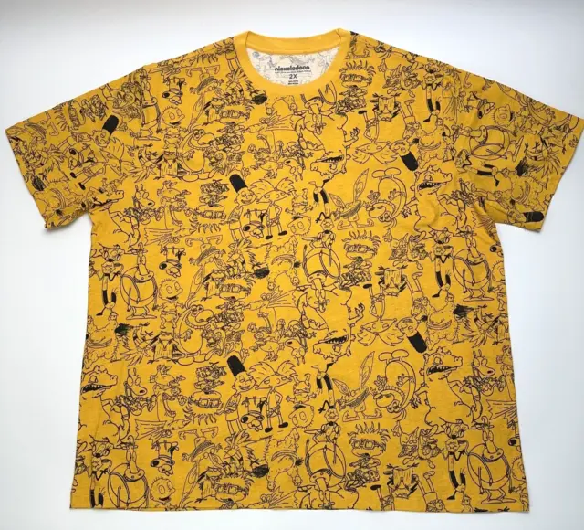 NICKELODEON MENS SIZE 2X Mustard Yellow Rugrats All Over Print Graphic ...