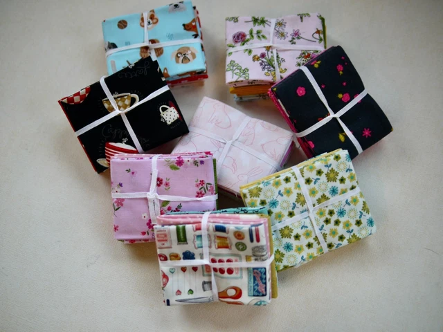Paquete de Tela Patchwork Stoffabschnitte 4 Telas Cada 25x55 CM Perro Coser Café