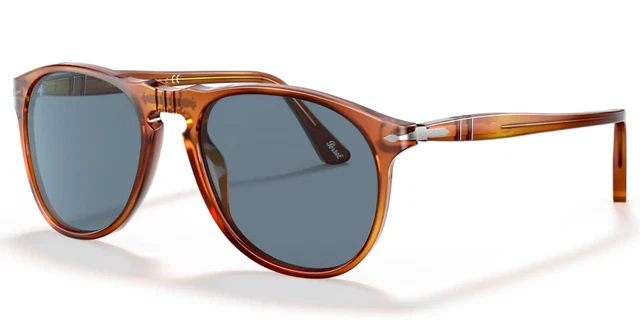 Occhiali da sole uomo Persol PO 9649 terra di siena a goccia lenti blu azzurre