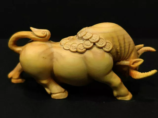 2" Nice Hand Carved Boxwood Carving - Buffalo Ox