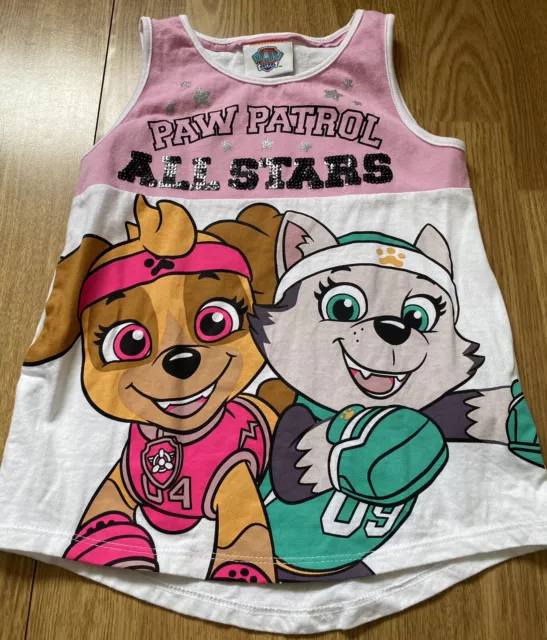 F&F Girl’s White Paw Patrol Sleeveless Vest Top Age 5-6 Years Skye & Everest