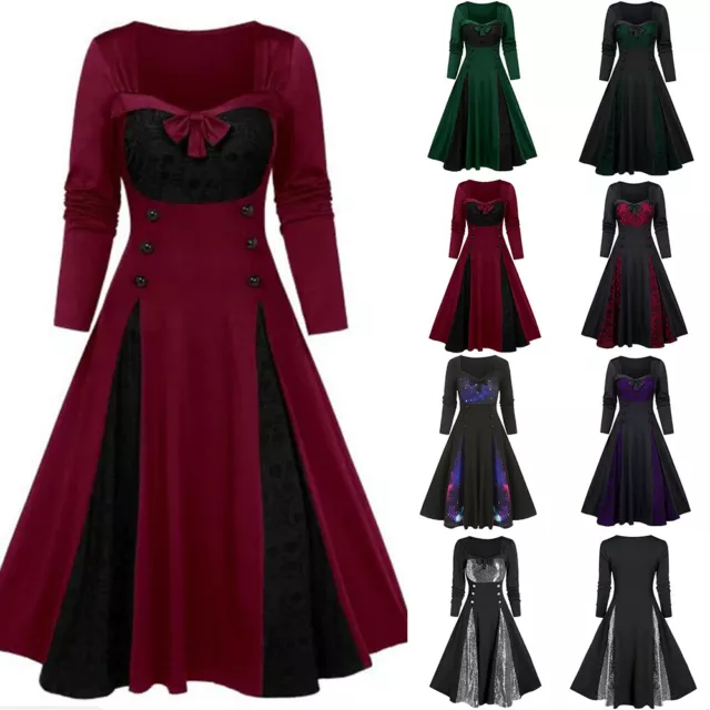 Punk Gothique Cosplay Sorcière Robe Halloween Adulte Déguisement Femmes Crâne *