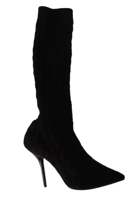 DOLCE & GABBANA Shoes Black Stretch Socks Knee High Booties EU38/US7.5 ...