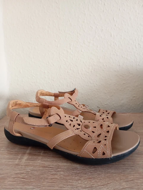 CLARKS UNSTRUCTURED WOMENS TAN LEATHER FLAT SANDALS Size 5.5 Euro 39 21.99 PicClick UK