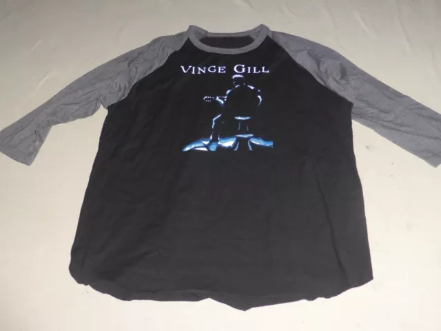Vince Gill Tour Concert Shirt Size Xxl Quarter Sleeve Tee Country Grey Black