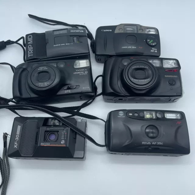 6x Film Camera Bundle / Job Lot - Canon/Olympus/Yashica/Minolta/Ricoh For Parts