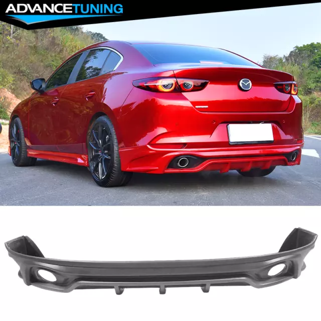 Fits 19-20 Mazda 3 4-Door Sedan 4DR Matte Black Rear Bumper Lip Diffuser - PP