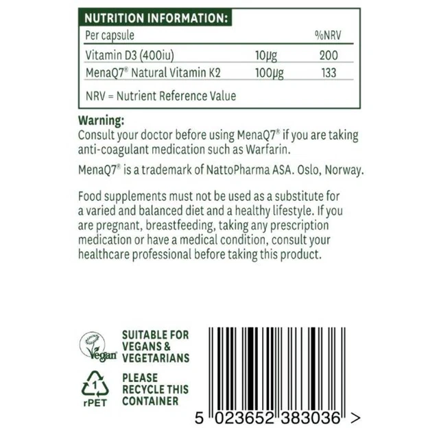 NATURES AID Vitamin K2 (MenaQ7) 100ug, 30 Capsules £10.59 PicClick UK