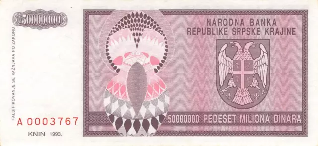 Bosnia and Hercegowina Republike SRPSKA 10 Billion Dinara 1993 aUNC