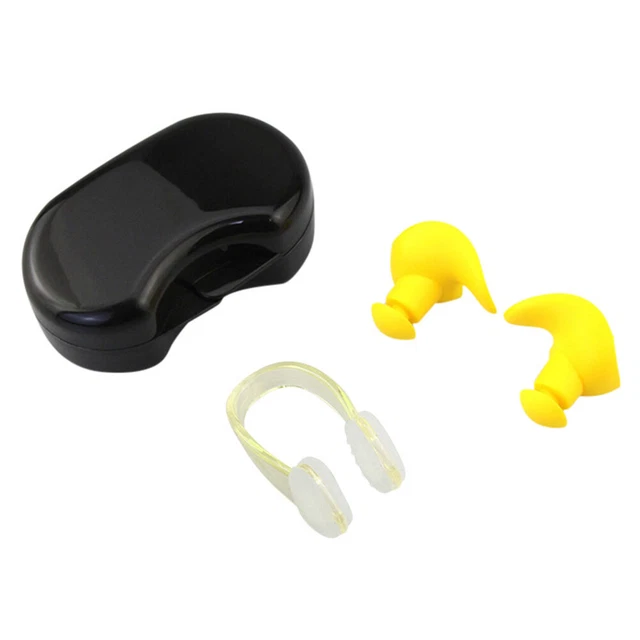 Juego de tapones para los oídos de silicona suave con clip para nariz tapones para los oídos insonorizados (amarillo)