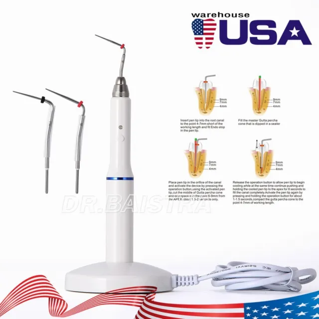 Dental Cordless Wireless Gutta Percha Obturation System Endo Heated Pen + 2 Tips