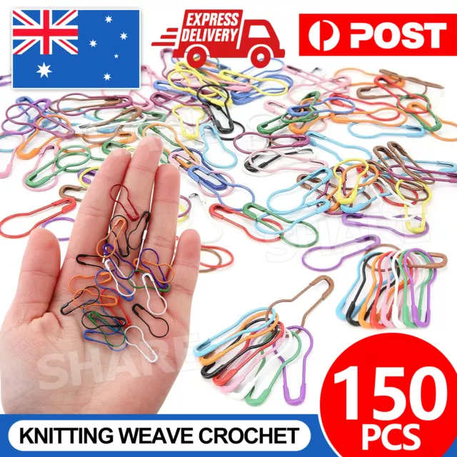 150Pcs Knitting Weave Crochet Locking Stitch Markers Holder Needle Clip Craft AU