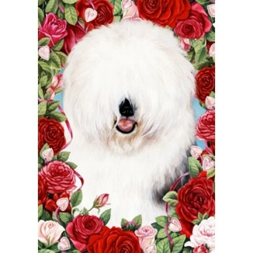 Roses Garden Flag - Old English Sheepdog 191291
