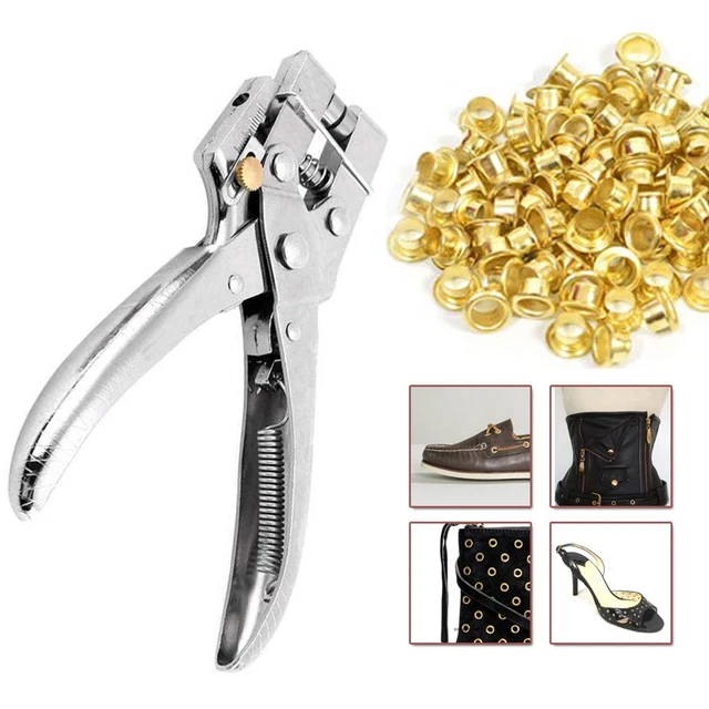 100pcs Oro Ojales Con Resistente Alicates Bricolaje Manualidades Costura Correas