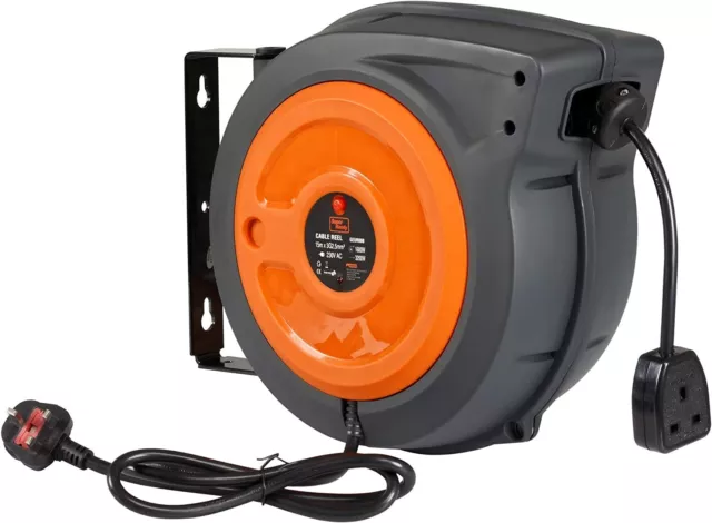50 FT. EXTENSION Cord Reel High Visibility 4 Sockets Home Garden