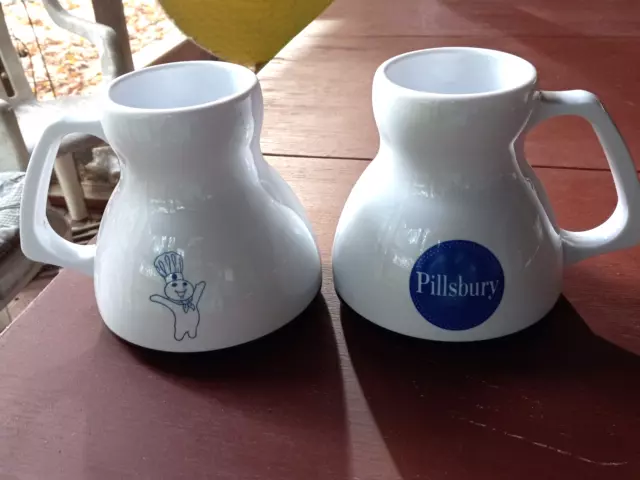 Set of 2 Pillsbury Dough Boy Promotional Plastic Coffee Mugs Cups